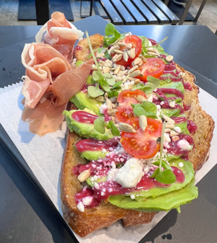 An avocado toast at White Noise Coffe&#39;s Brooklyn cafe