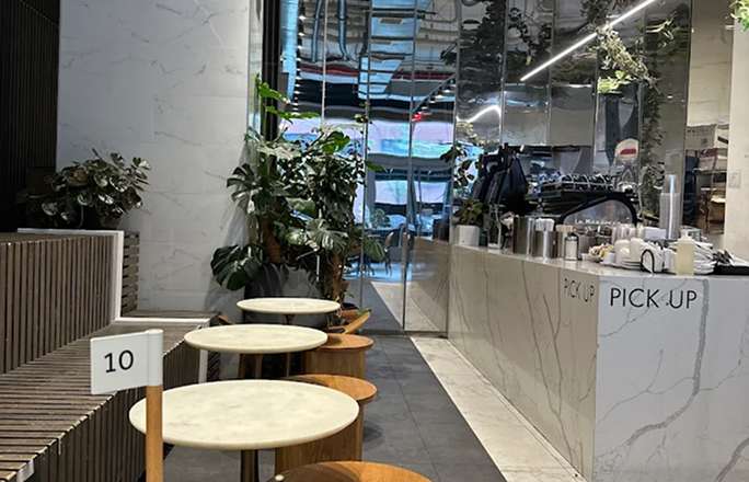 White noise coffee sitting area